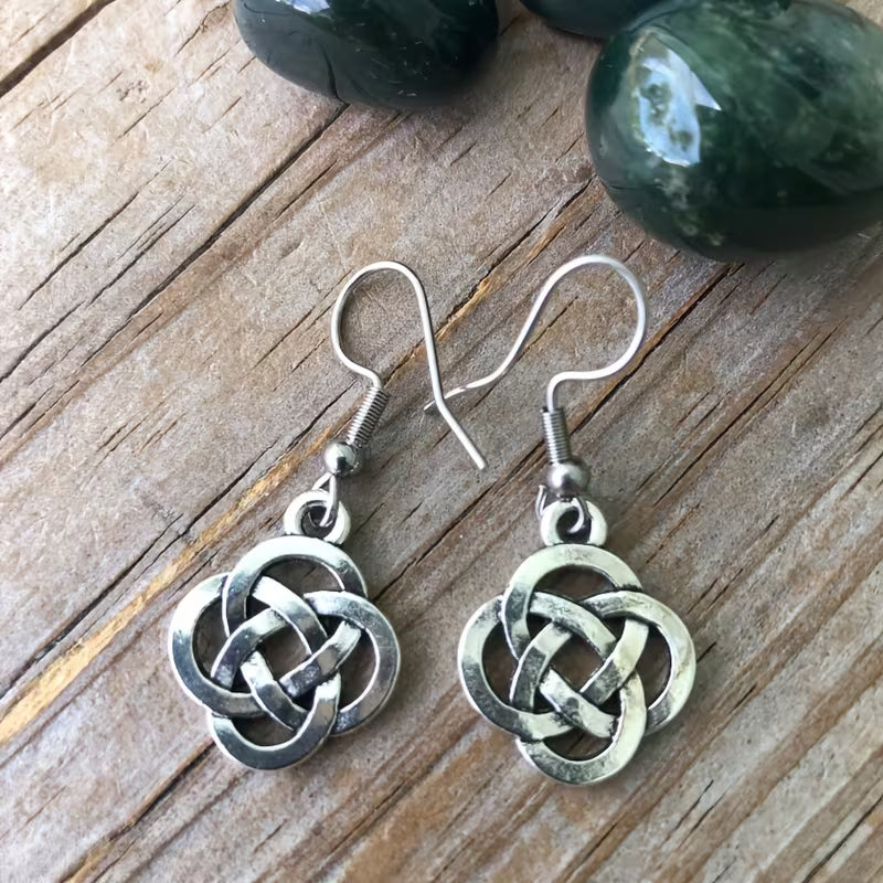 Celtic Knot Drop Earrings – Irish Woven Knot Earrings (Symbol of Eternal Love) – .79"