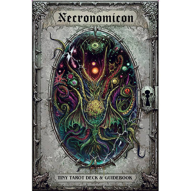 Necronomicon Tiny Tarot Deck and Guidebook (78 Mini Cards and 128-Page Guidebook) – Lovecraft-Inspired Tarot in a Decorative Tin