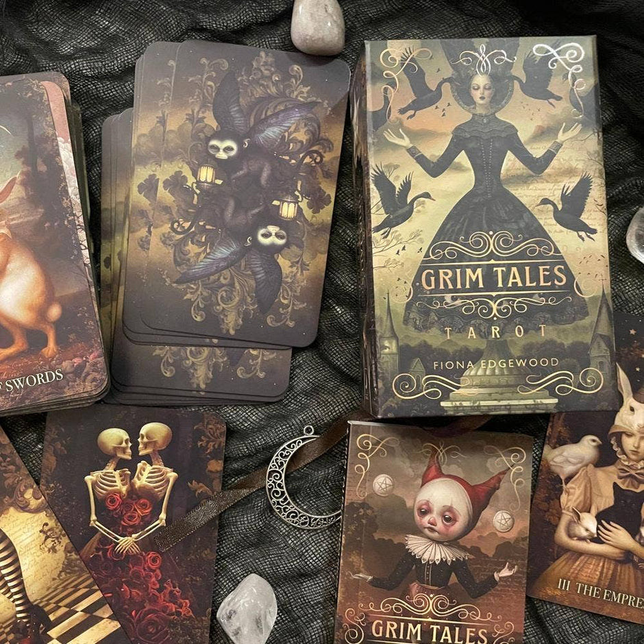 Grim Tales Tarot Kit (78-Card Deck + Full-Color Guidebook) – by Fiona Edgewood