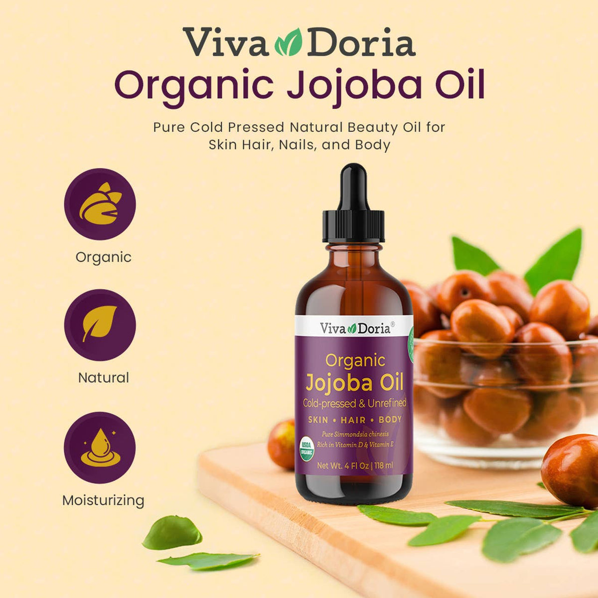 Jojoba Oil, USDA Certified Organic, 4 fl oz