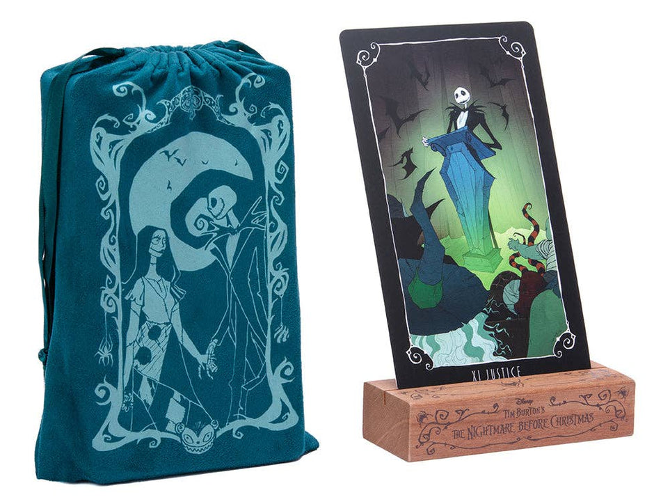 Disney Tim Burton’s The Nightmare Before Christmas Tarot Deck and Guidebook (Large Format Deluxe Set) – 78 Cards, 128-Page Guidebook, Card Stand, and Velvet Pouch