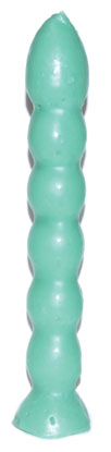 Tall 9 1/2" green candle with seven distinct knobs, displayed on a white background. Perfect for abundance, prosperity, and layered ritual work.
