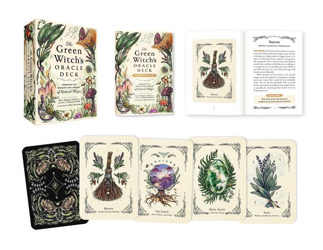 Green Witch's Oracle Deck by Arin Murphy-Hiscock – Flashcards Set, 100 Pages, English, Botanical Oracle Deck, Green Witchcraft, Nature Wisdom, Herbal Guidance, and Spiritual Growth
