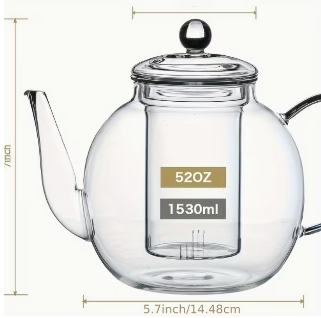 52oz Clear Glass Teapot with Removable Infuser