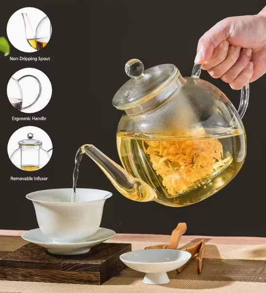 52oz Clear Glass Teapot with Removable Infuser