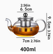 Glass Teapot With Infuser and Lid (13.5oz) – Stainless Steel Strainer