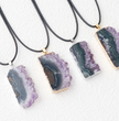 Amethyst Geode Slice Pendant (Electroplated) (Approx. 1.5