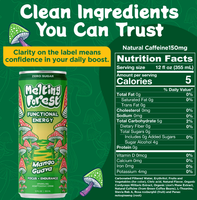 Melting Forest Mango Guava Mushroom Drink (12 fl oz)— Zero Sugar