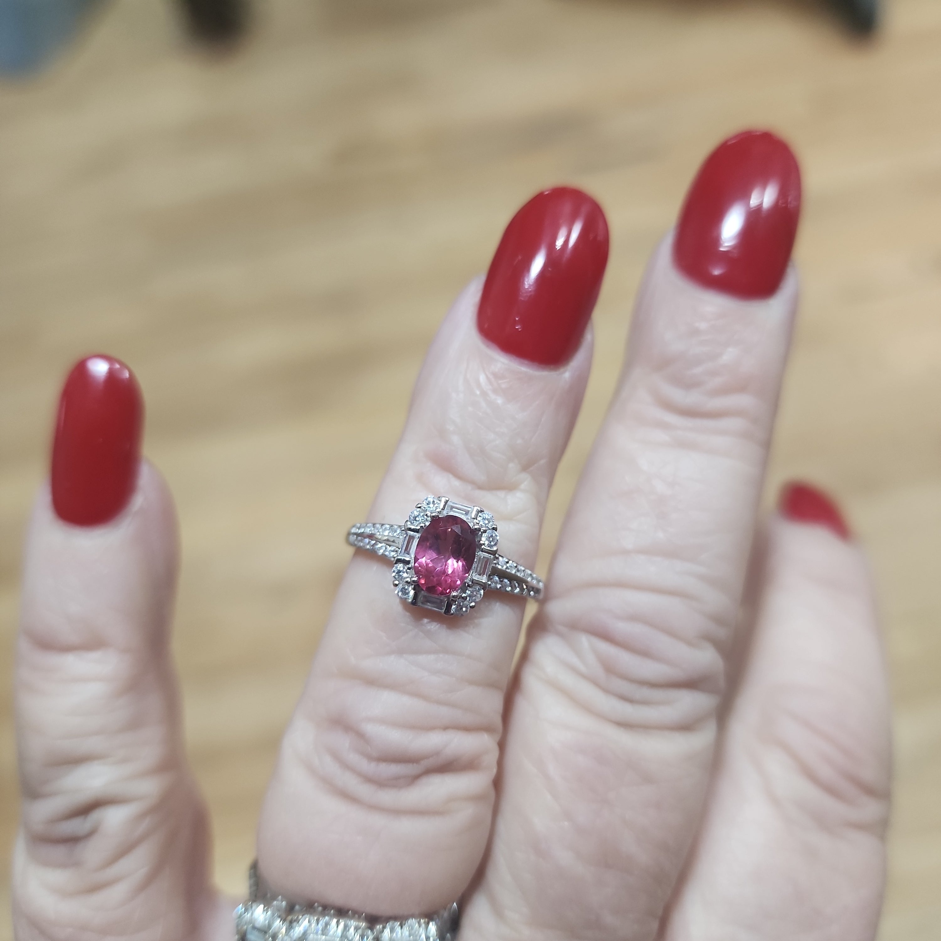 Adjustable Natural Stone Sterling Silver Rings - Pink Topaz Ring - Jewelry