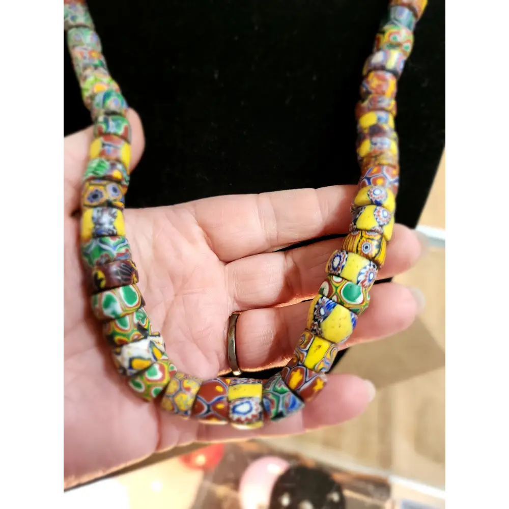 🌍✨ African Millefiori Trade Beads Necklace – 24’’ Vintage Estate Treasure! 🧿 - Jewelry