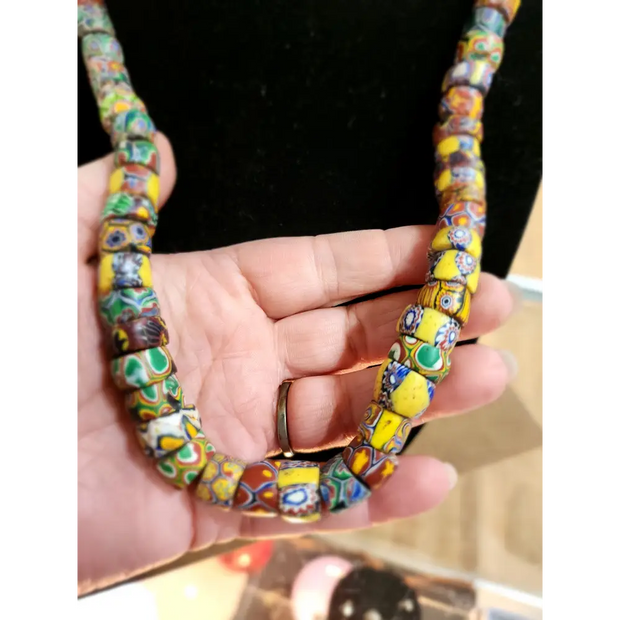 🌍✨ African Millefiori Trade Beads Necklace – 24’’ Vintage Estate Treasure! 🧿 - Jewelry