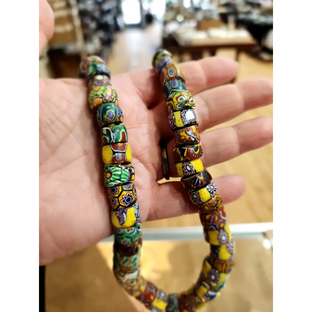 🌍✨ African Millefiori Trade Beads Necklace – 24’’ Vintage Estate Treasure! 🧿 - Jewelry