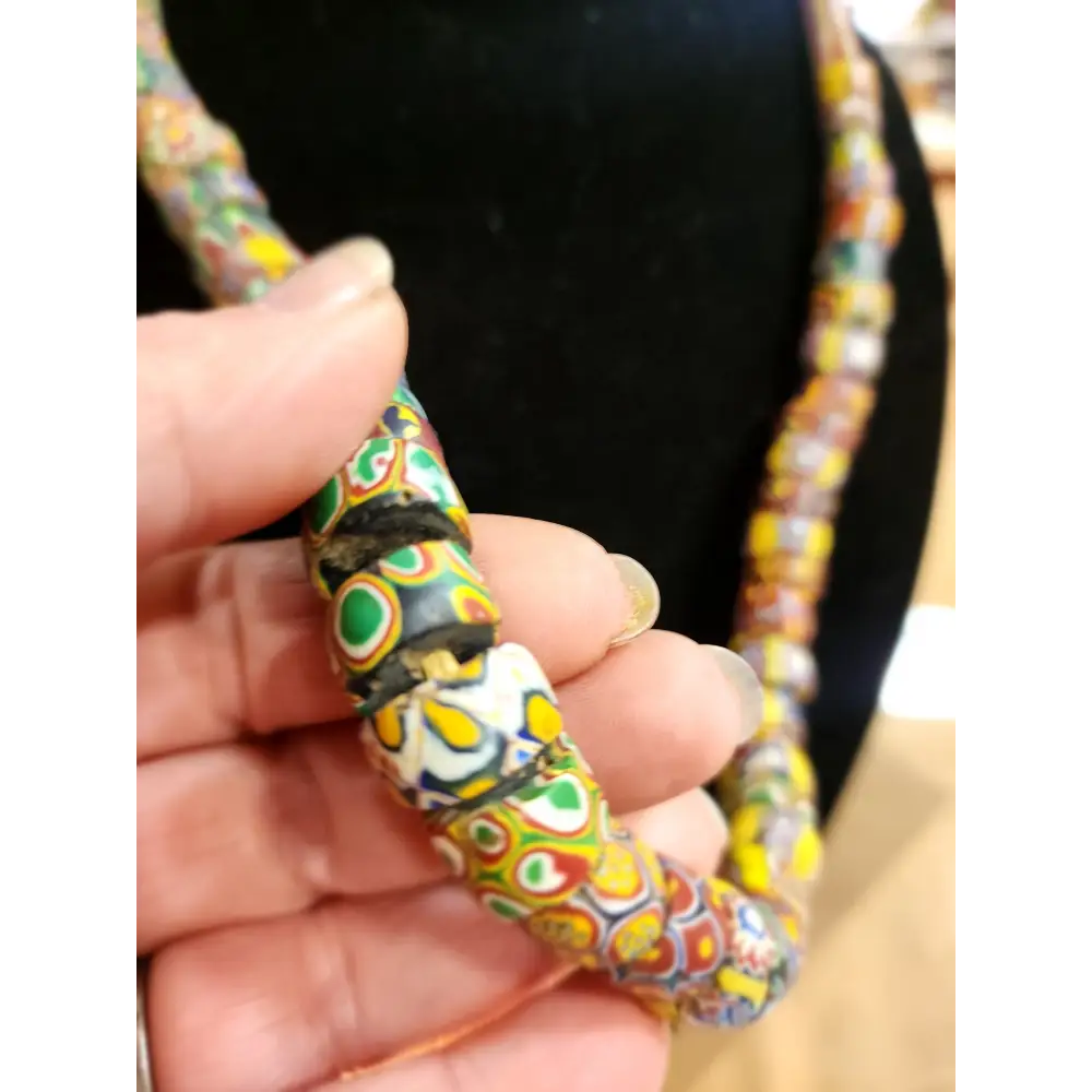 🌍✨ African Millefiori Trade Beads Necklace – 24’’ Vintage Estate Treasure! 🧿 - Jewelry