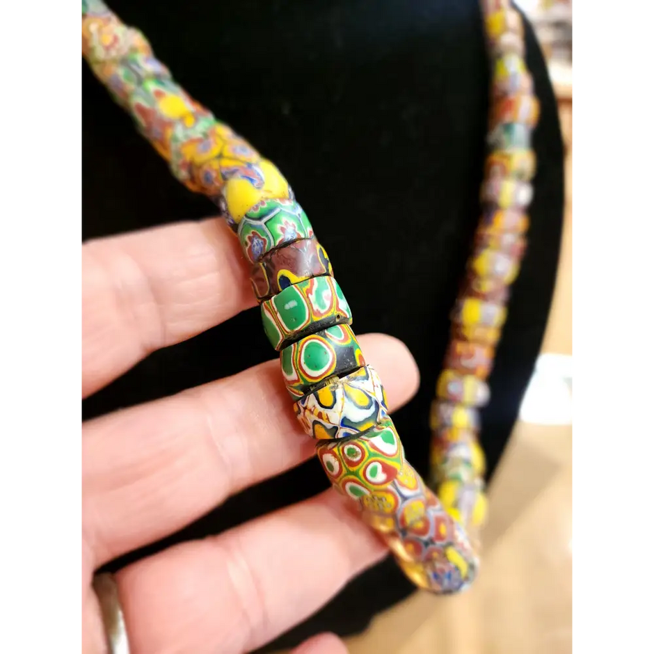 🌍✨ African Millefiori Trade Beads Necklace – 24’’ Vintage Estate Treasure! 🧿 - Jewelry