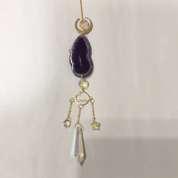Agate slice sun catchers - Purple - Home Decor