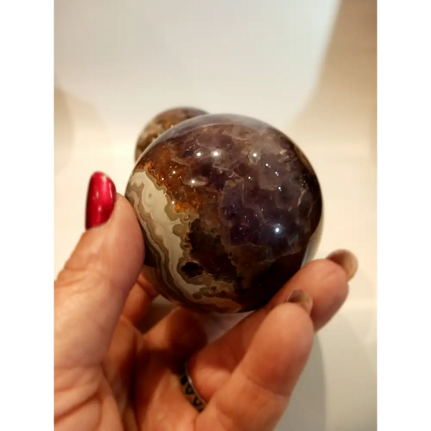 💜🌬️ Amethyst & Lace Agate Sphere (2.75’’) – Tranquility Balance & Spiritual Clarity! ✨ - 1 - 2 3/4’’ - Spheres