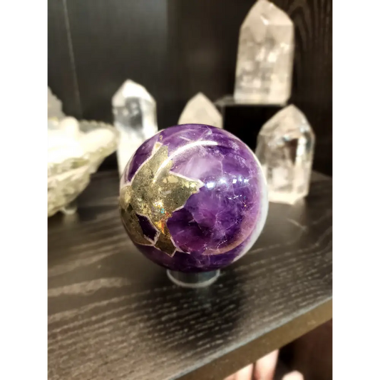 💜✨ Amethyst and Pyrite Spheres – Harmonizing Energy & Abundance! 💰 - Spheres