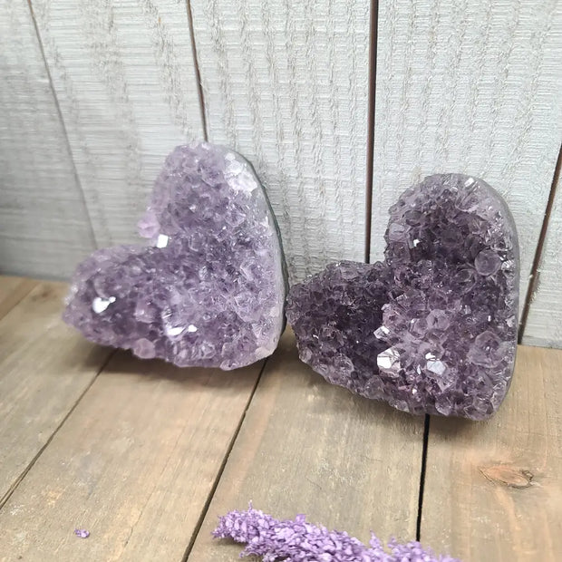 Amethyst Druzy Hearts - 1 - 2.5’’ - Specimens