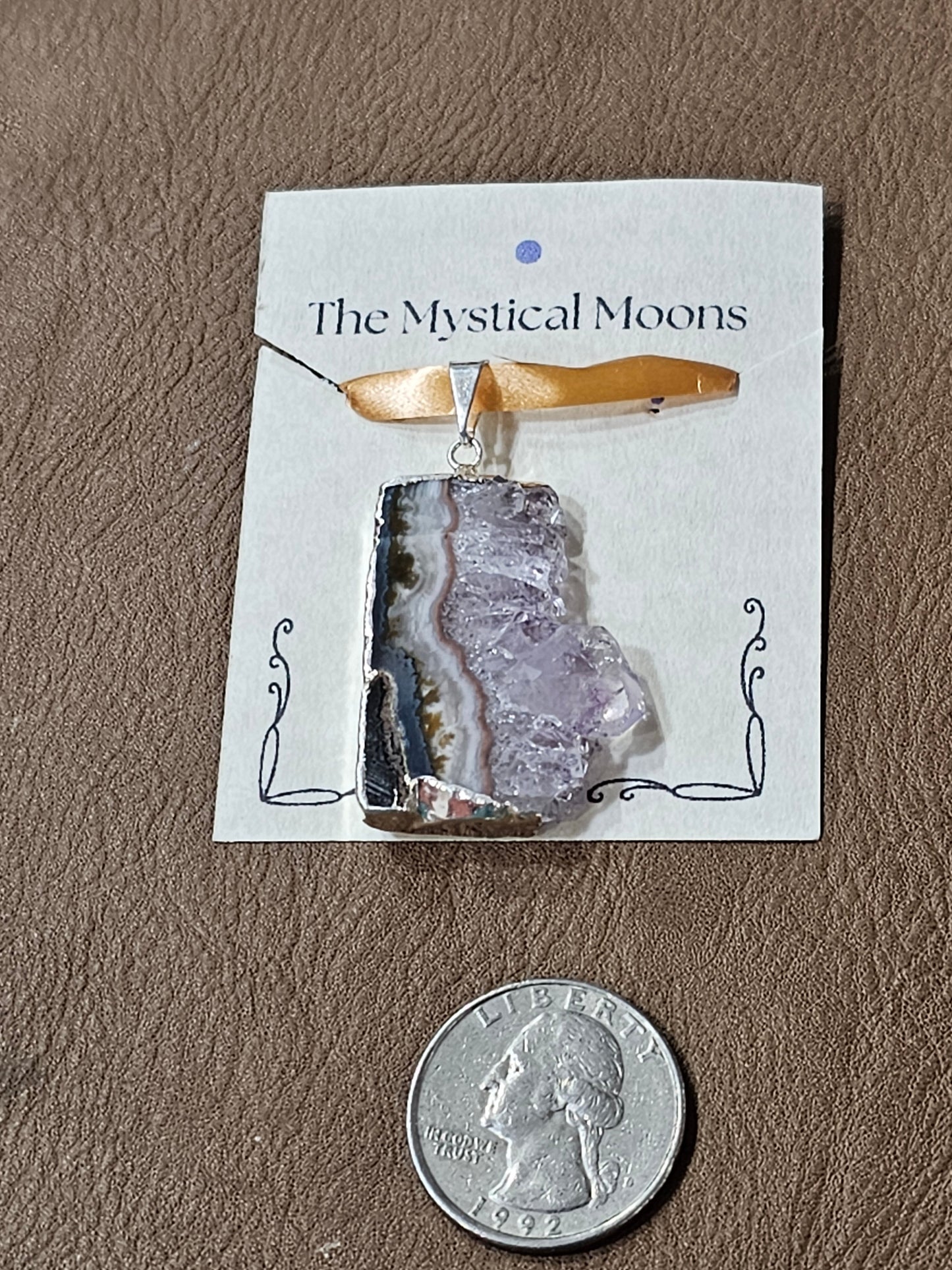 Amethyst Slice Pendant Necklaces - 1 - Jewelry