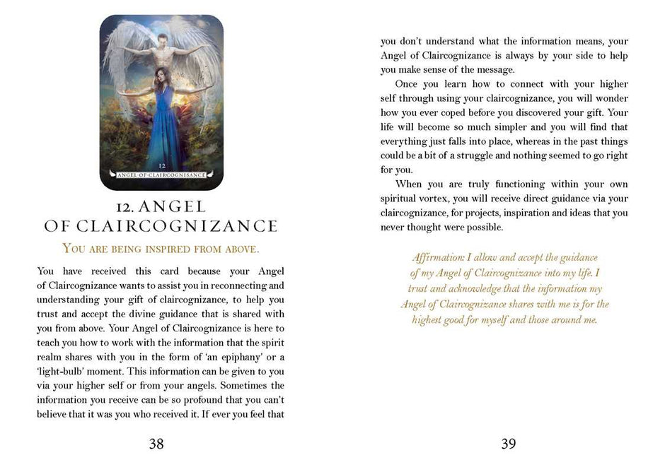 Angel Oracle deck by Debbie Malone, featuring beautifully illustrated angel cards and a guidebook, displayed on a white background.