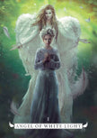 Angel Oracle deck by Debbie Malone, featuring beautifully illustrated angel cards and a guidebook, displayed on a white background.