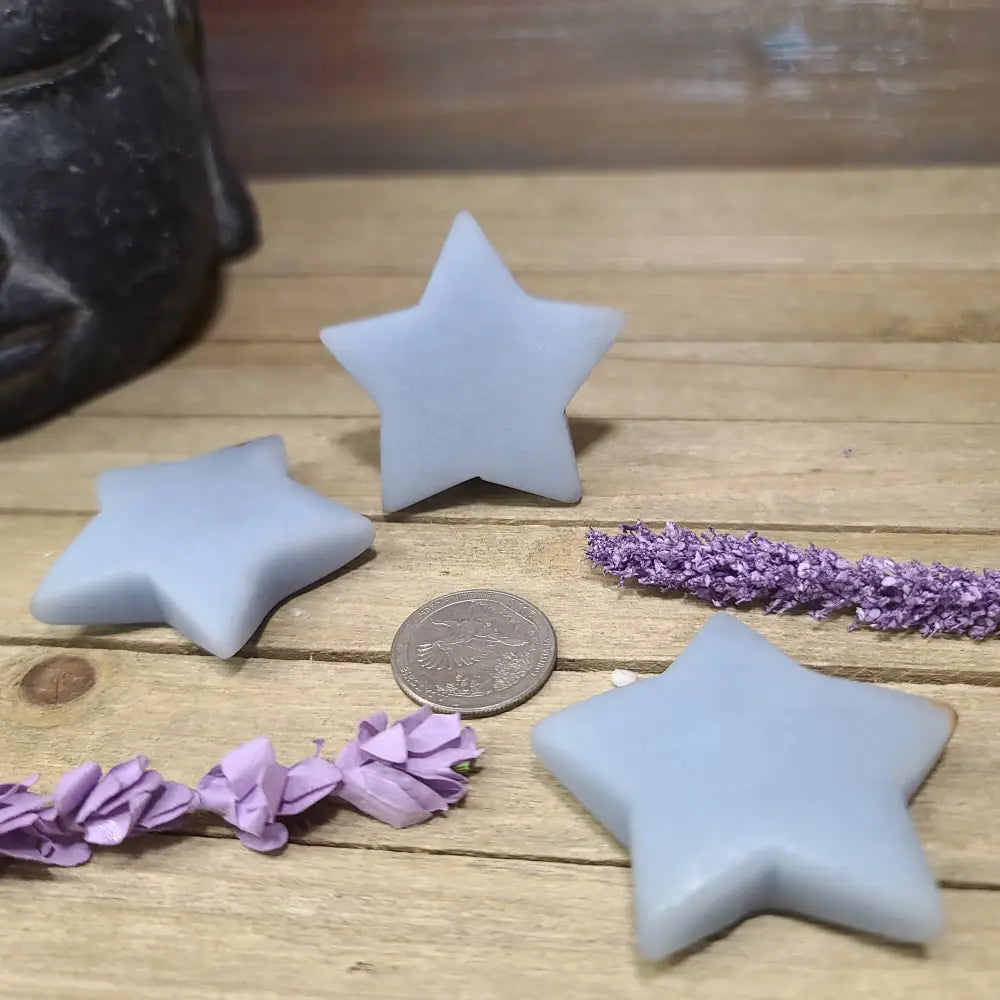 Angelite Stars Hearts and Moon Carvings - Star - Carvings