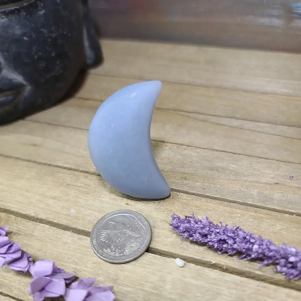 Angelite Stars Hearts and Moon Carvings - Moon - Carvings