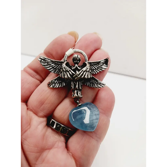 💙👼 Aquamarine Angel Pendant – Peace Protection and Divine Guidance ✨ - Jewelry