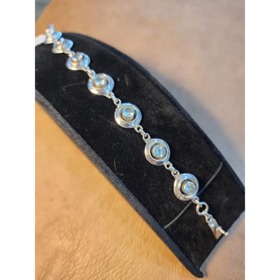 ✨ Aquamarine Sterling Silver Shadowbox Bracelet ✨ - Jewelry