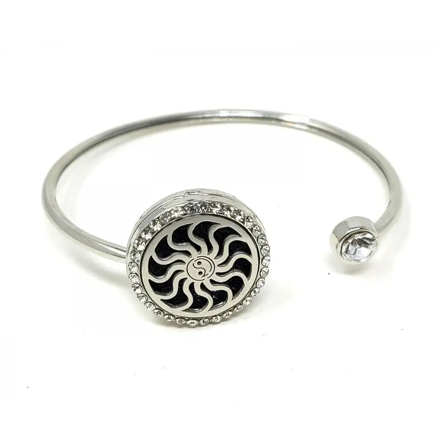 Aromatherapy Diffuser Bangle Bracelet with Removable Disks - Jewelry