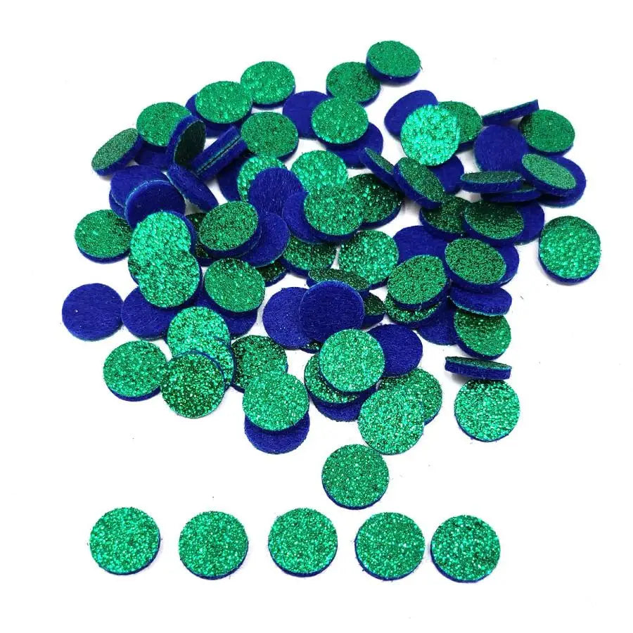 Aromatherapy Diffuser Pads for Essential Oil Jewelry - 14mm Small Glitter Green Essential Oil Felt Pads - Jewelry