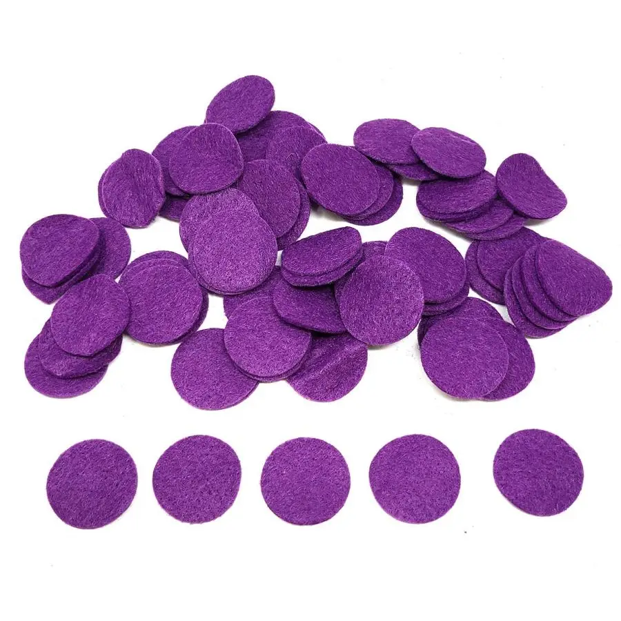 Aromatherapy Diffuser Pads for Essential Oil Jewelry - 28.4mm XL Purple Essential Oil Felt Pads - Jewelry