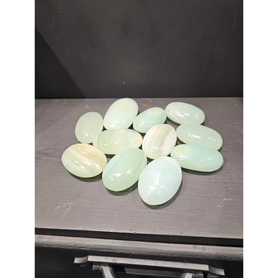 🌈✨ Assorted Calcite Palmstones – Soothing Energy & Colorful Comfort! 🤲 - Pistachio - PALM