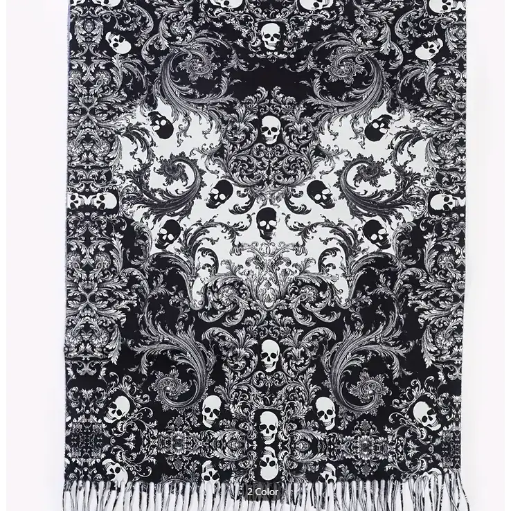 Assorted Skull Scarves - Damask Like Ex Large Scarf - Clothing & Apparel