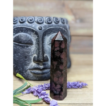 Arfendsonite with Garnet Towers - 12- 3 1/2’’ - Towers