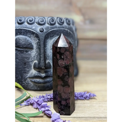 Arfendsonite with Garnet Towers - 14- 3 1/2’’ - Towers