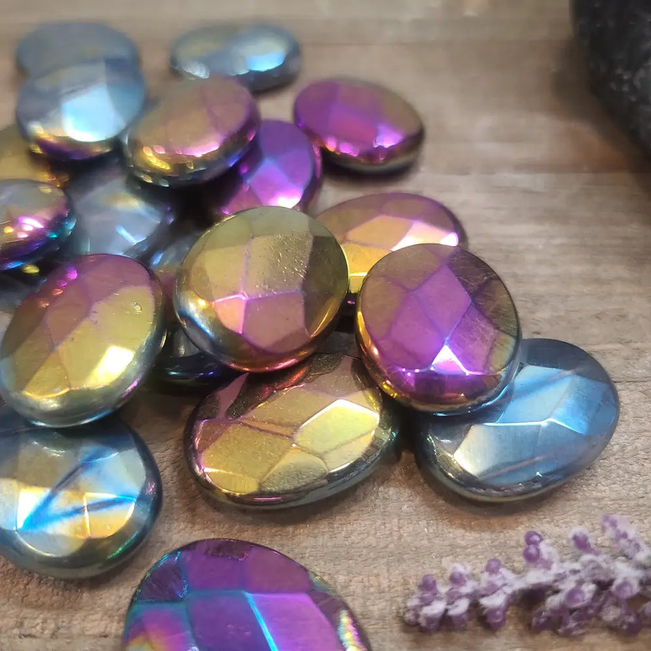 Aura Agate Faceted Oval - Large - Tumbles