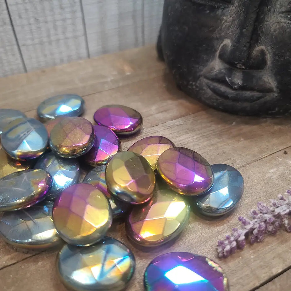 Aura Agate Faceted Oval - Large - Tumbles