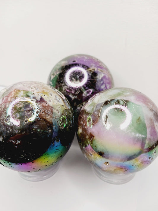 🌈✨ Aura Sphalerite Sphere (Approx. 3.25’’) – Transformation Empowerment and Radiant Energy! 🔮