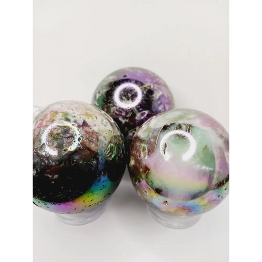 🌈✨ Aura Sphalerite Sphere (Approx. 3.25’’) – Transformation Empowerment and Radiant Energy! 🔮