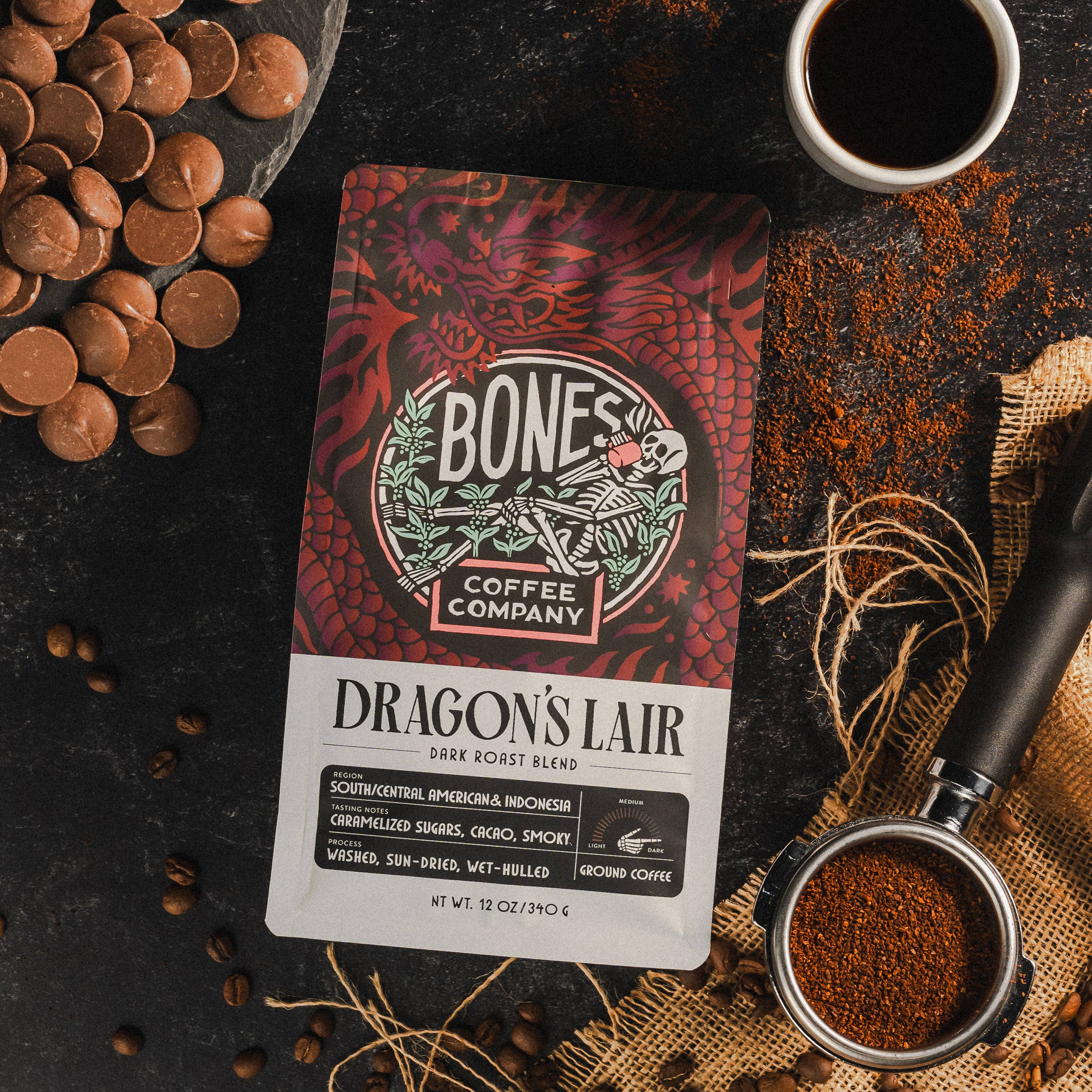 Dragon’s Lair Dark Roast Ground Coffee (12 oz) – Bold, Smooth, and Strong