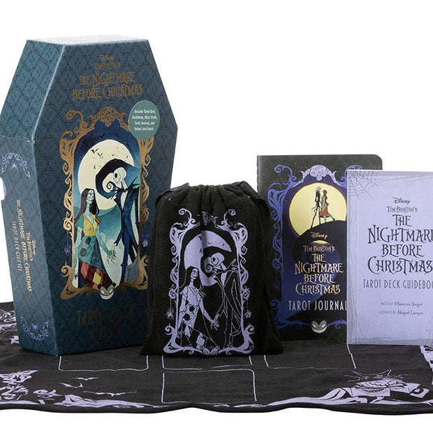 Disney Tim Burton’s The Nightmare Before Christmas Tarot Deck and Guidebook (Official Disney Set) – 78 Cards, 128-Page Guidebook, Altar Cloth, Guided Notebook, and Pouch