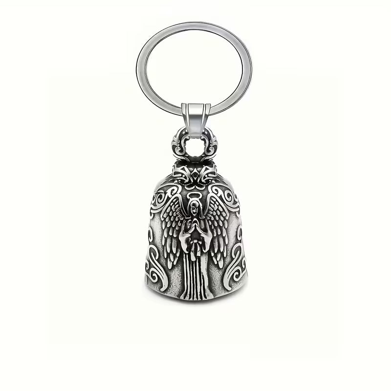 Guardian Angel Bell Keychain (Silver Tone)