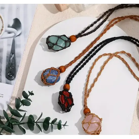 Basket Macrame Crystal Necklace - Jewelry