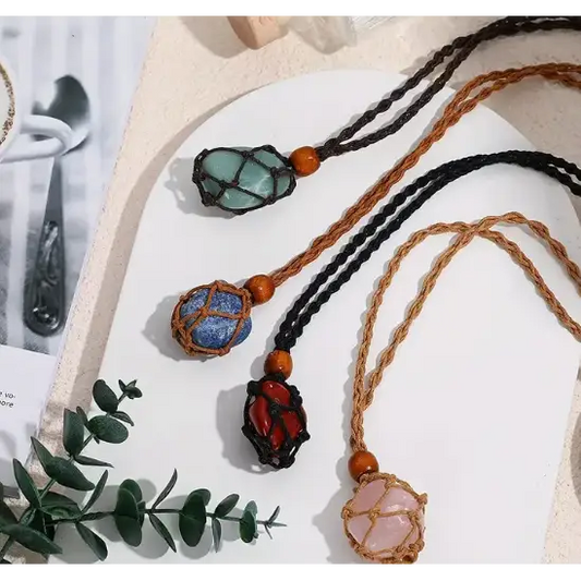 Basket Macrame Crystal Necklace - Jewelry