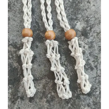 Basket Macrame Crystal Necklace - Cream - Jewelry