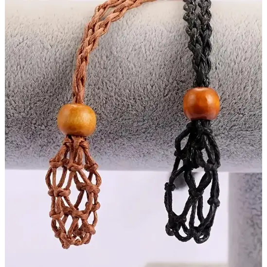 Basket Macrame Crystal Necklace - black - Jewelry