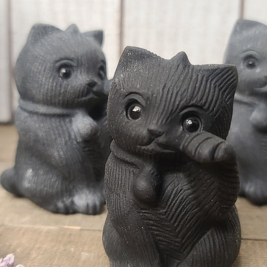 ⚫🐾 Black Obsidian Cuddly Cat Carving (2’’) – Protection Comfort and Mystical Energy! 🐾⚫ - Carvings