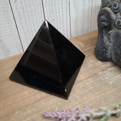 Black Obsidian Pyramids 3’’ - Carvings