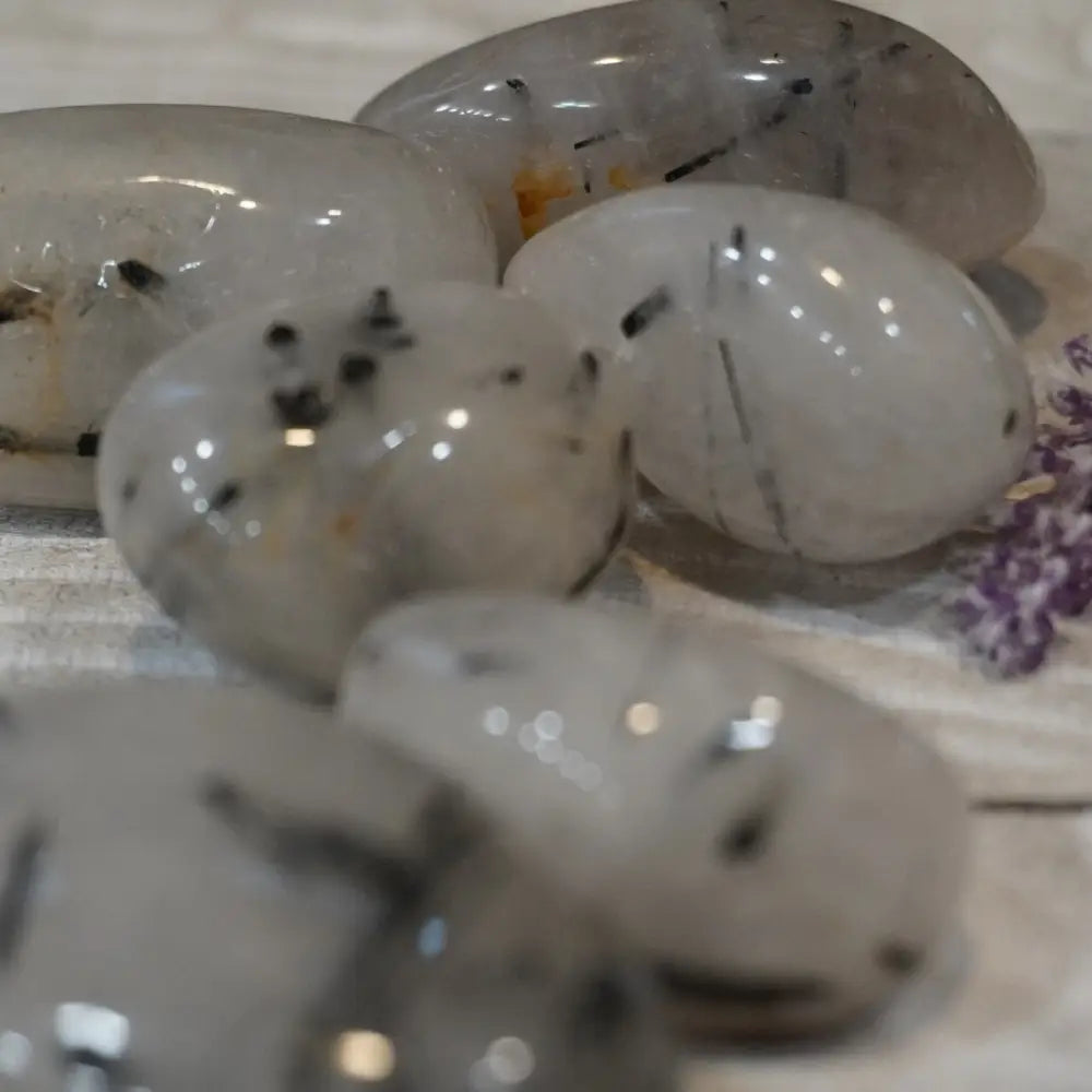 Black Tourmaline Quartz Tumbles - Tumbles